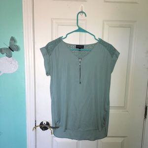 -blue zip up blouse-